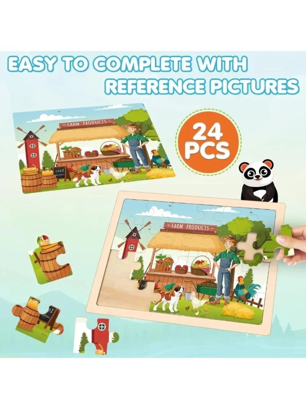 4-in-1 Wooden Puzzles for Kids 3-6, Educational Jigsaw Toys, Fun Gift for